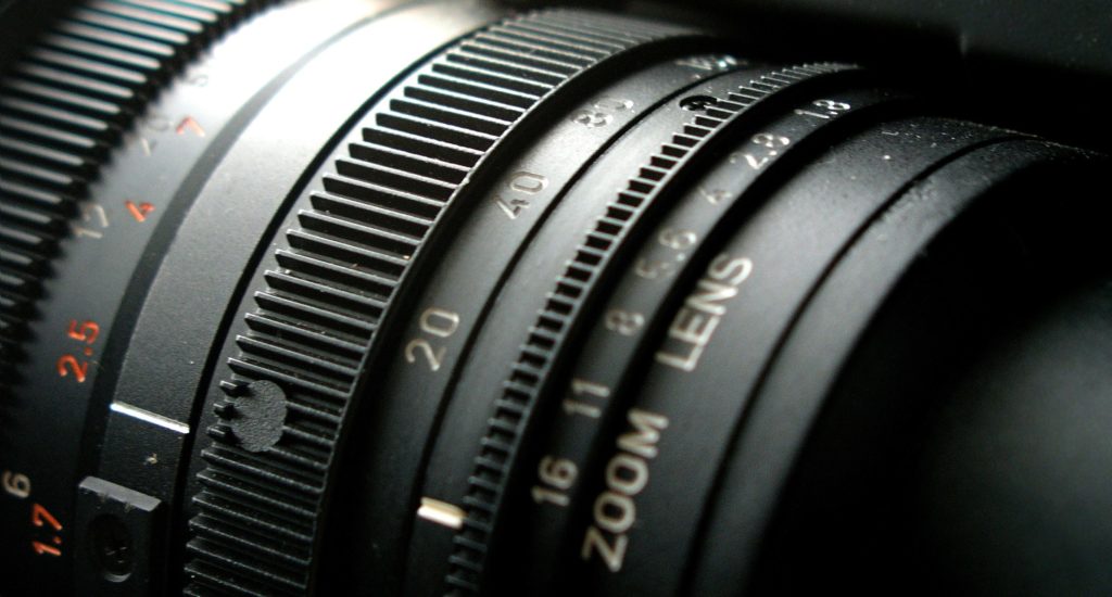 Up close view of camera lens