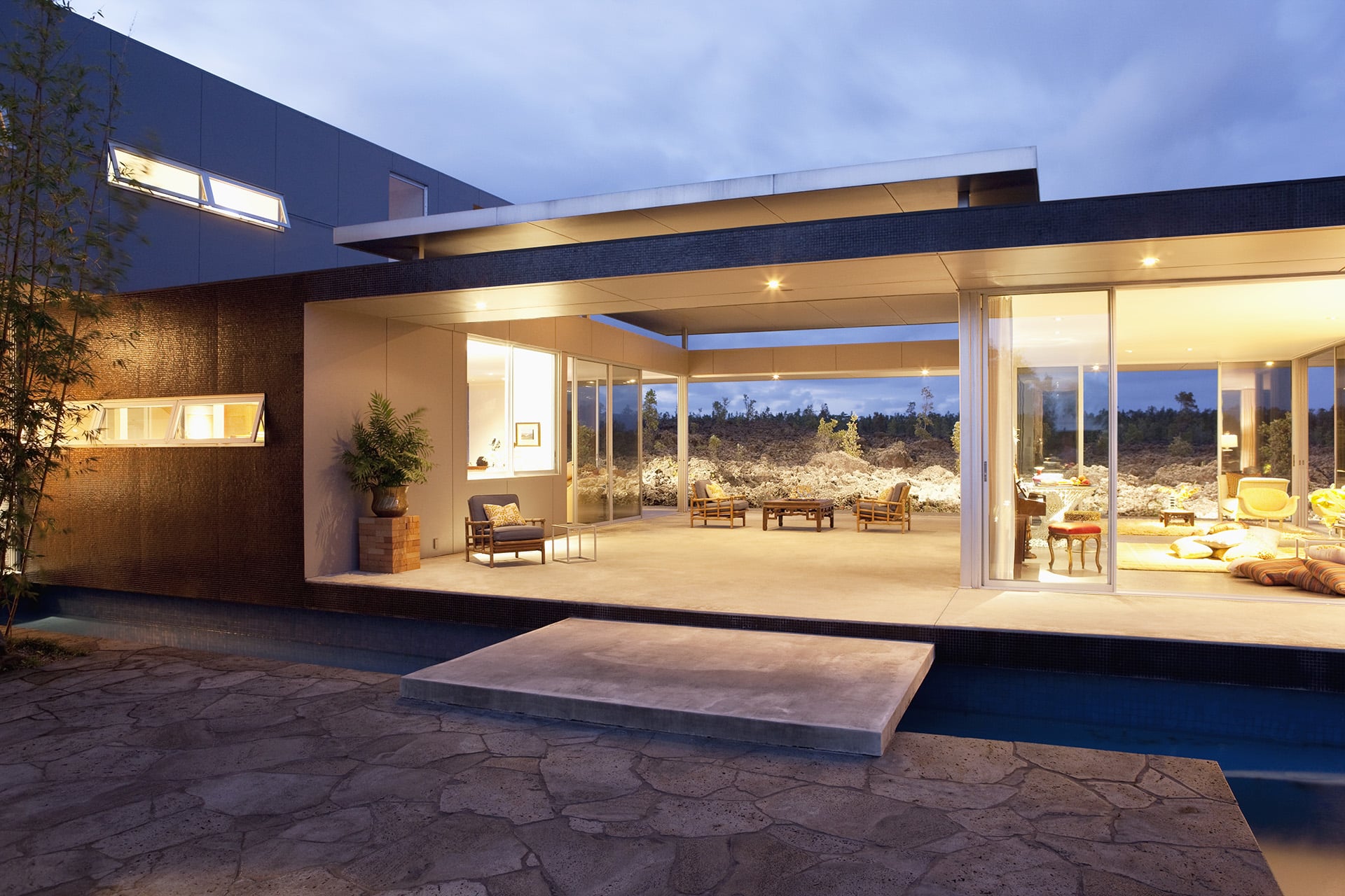 Modern home with outdoor living space.